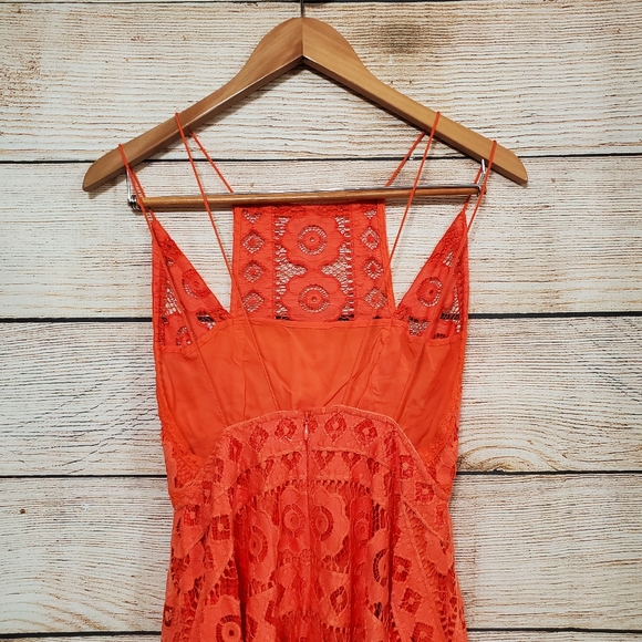 NWT Free People Just Like Honey Coral Orange Lace Dress 0 - Picture 13 of 16